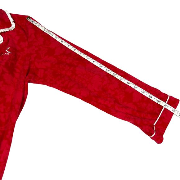 Vera Wang Pajama Shirt Red Floral White Ruffle Trim Long Sleeve Women's Large - Picture 6 of 9